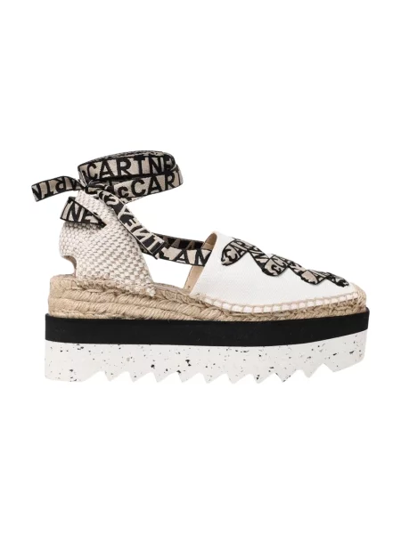 Espadryle Stella Mccartney sznurowane na platformie koronkowe beżowe