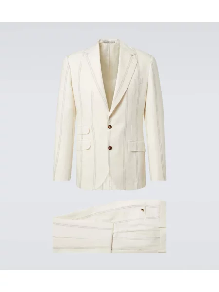 Costum Brunello Cucinelli de lână cu dungi de costum alb