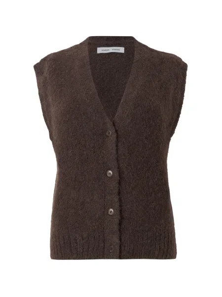 Samsøe Samsøe Pletená vesta Sajeanne tmavohnedá