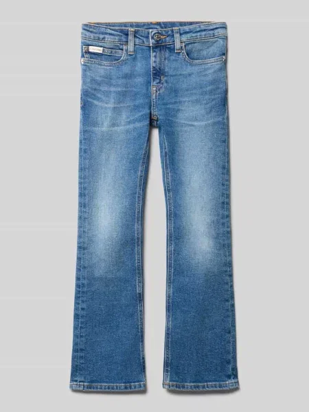 Jeansy o rozkloszowanym kroju z detalem z logo Calvin Klein Jeans niebieskie