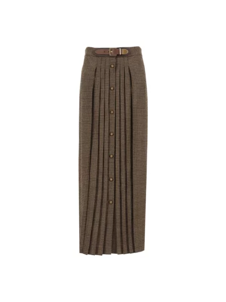 Spódnica maxi Etro wełniana brązowa