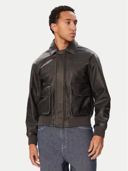 Guess Jeans Geacă din imitație de piele negru