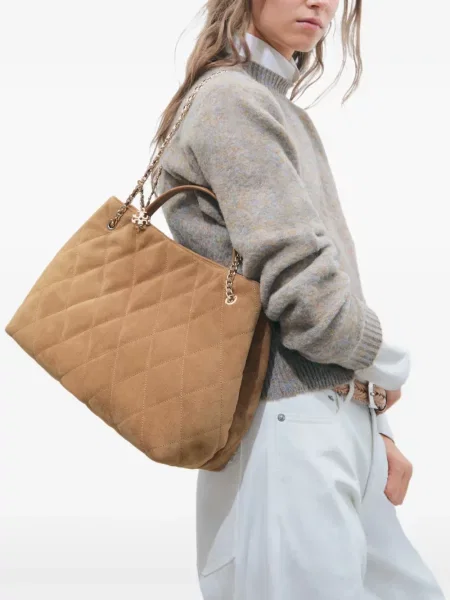 Geantă Tory Burch din piele de căprioară maro