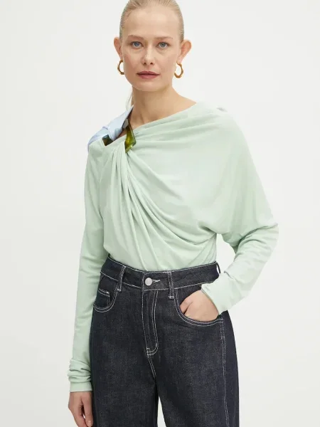 Victoria Beckham bluză femei cu imprimeu verde