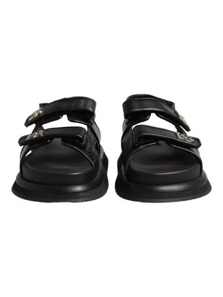 Sandały Dolce And Gabbana skórzane z logo czarne