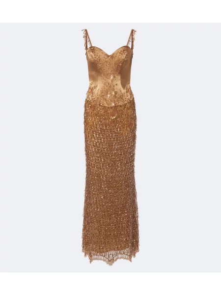 Rochie Georges Hobeika din satin maro