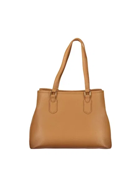Lniana torebka Valentino Bags brązowa