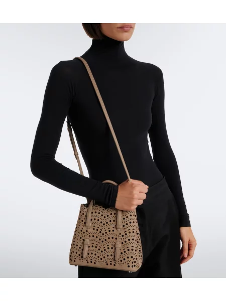 Top Alaïa din piele de căprioară bej