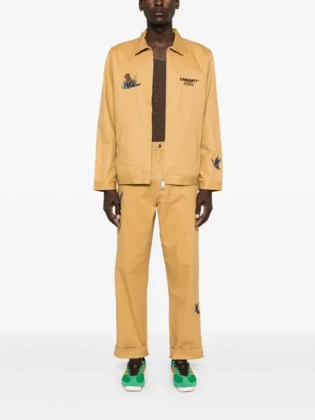 Siuvinėtos kelnės Carhartt Wip geltona