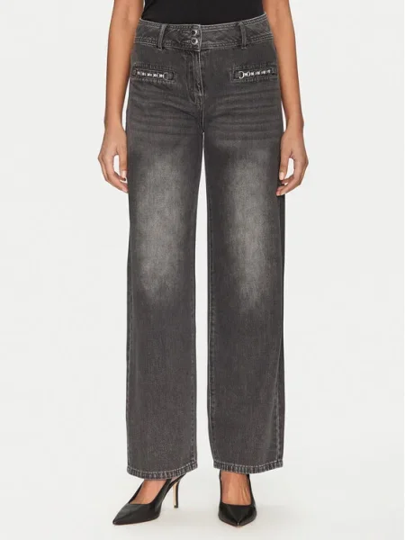 Morgan Blugi Wide Leg gri