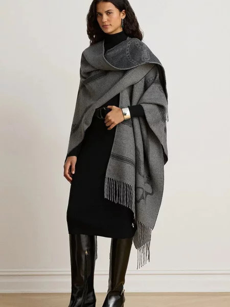 Lauren Ralph Lauren pončo dámske s vlnou čierna