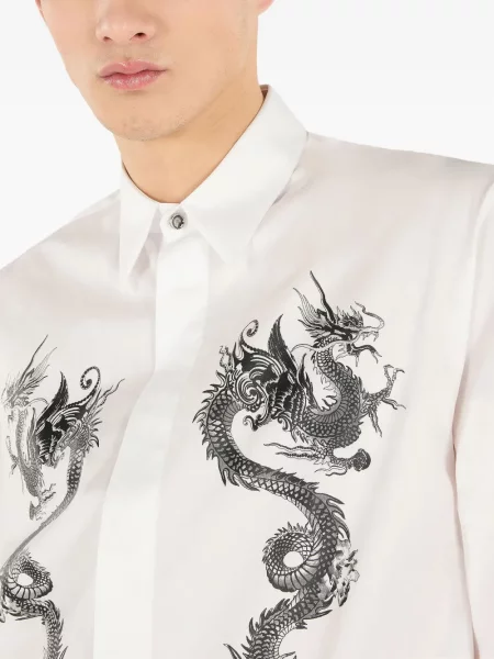 Cămașă Roberto Cavalli cu imagine alb