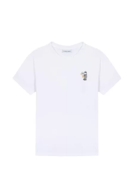 Tricou Maison Labiche cu broderie alb