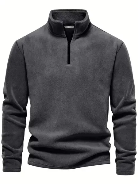 Hanorac din fleece Dewberry din fleece cu guler de stand-up gri