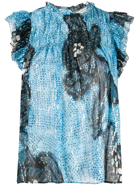 Bluză Ulla Johnson fără mâneci cu imagine cu imprimeu abstract albastru