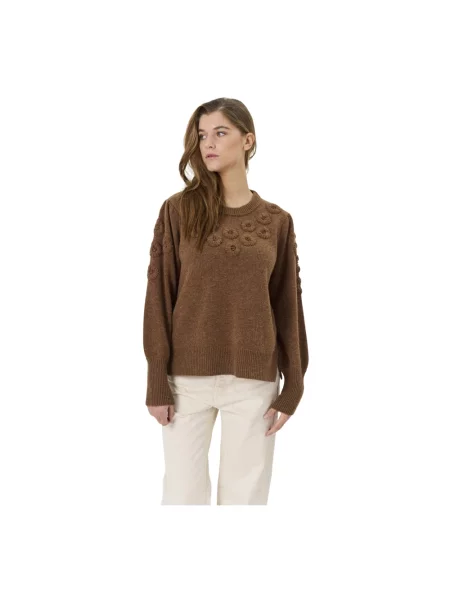 Sweter Lind wełniany brązowy
