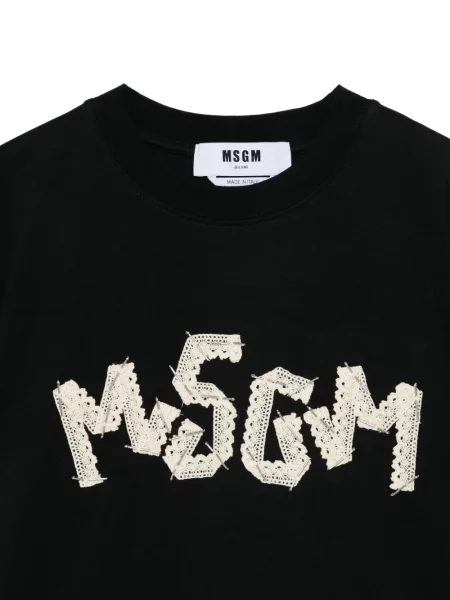 Tricou Msgm din dantelă cu autograf negru