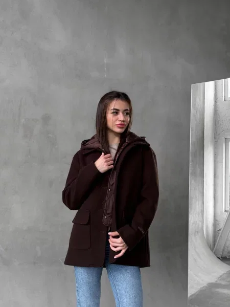 Пальто з утеплювачем D&V couture кашемір коричневий