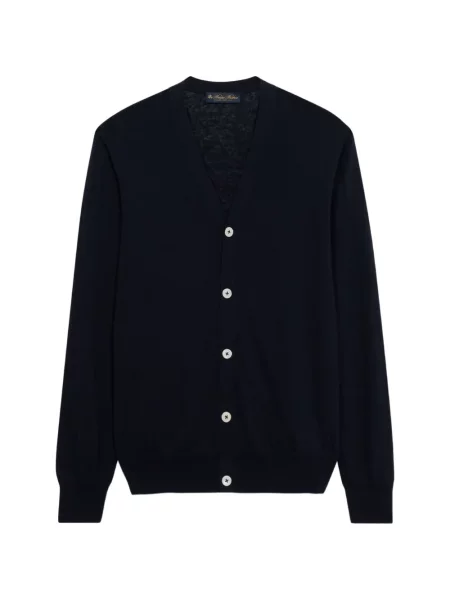 Cardigan Brooks Brothers cu decolteu în V cu nervuri albastru