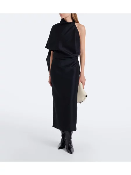 Rochie midi Róhe drapată cu spatele deschis albastru