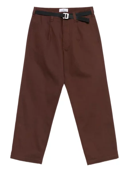 Pantaloni Stone Island plisate cu strasuri maro