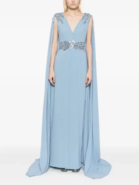 Rochie Saiid Kobeisy din crep de costum albastru