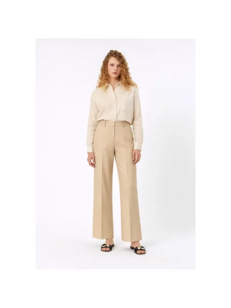 Spodnie palazzo Weekend Max Mara wełniane beżowe