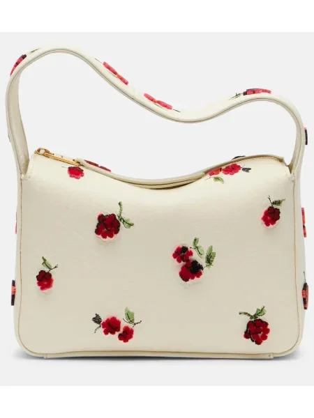 Geanta de piele Khaite din piele alb