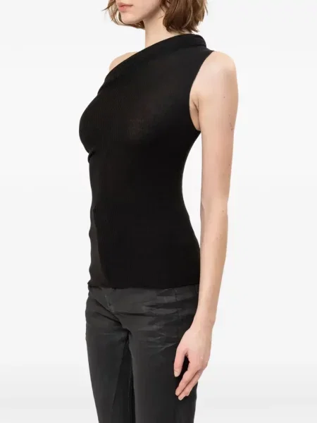 Top Rick Owens asimetric drapat negru