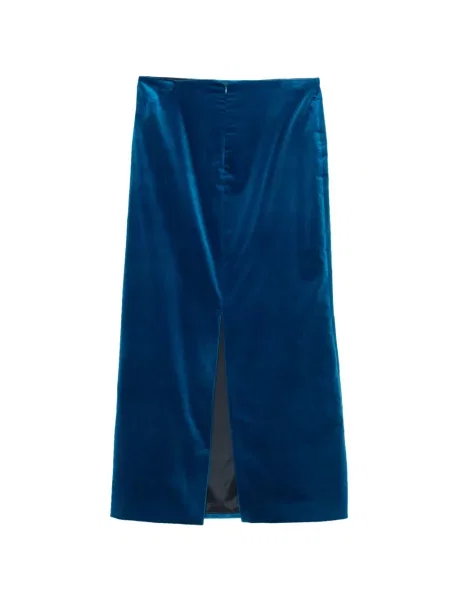 Fustă midi Jil Sander de catifea albastru
