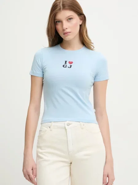 Guess Jeans t-shirt z bawełny niebieska