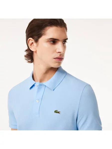 Lacoste Koszulka Polo Slim Fit Z Piki niebieska