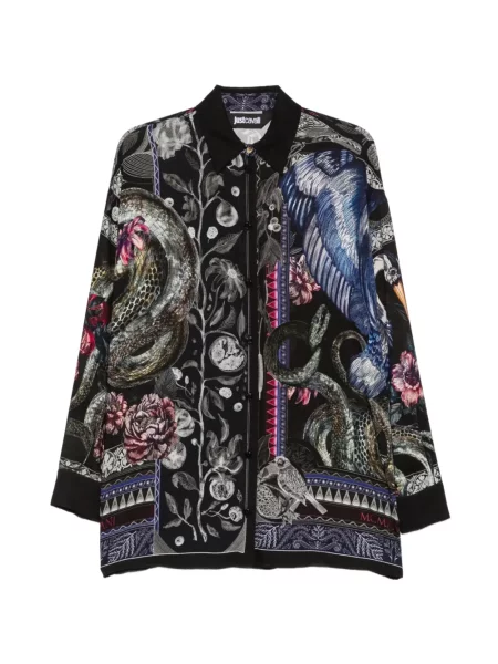 Lung cămașă Just Cavalli cu imagine negru