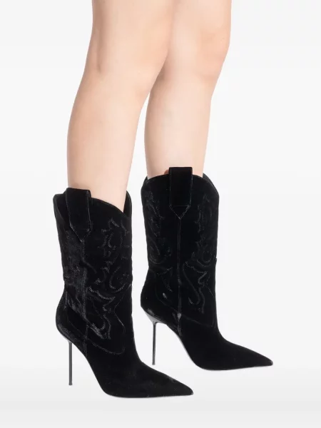 Botine Paris Texas cu broderie negru