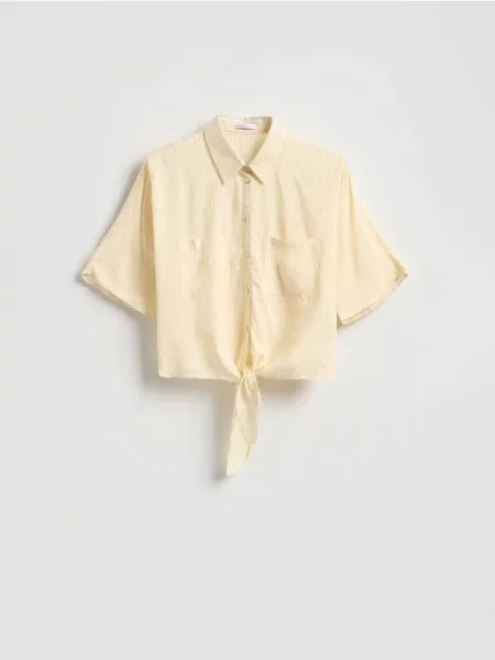 Reserved Cămașă cu șnur decorativ și conținut ridicat de galben
