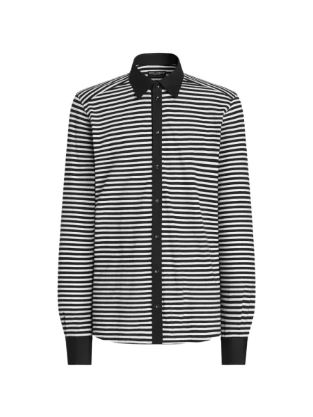 Cămașă Dolce & Gabbana cu dungi din jerseu negru