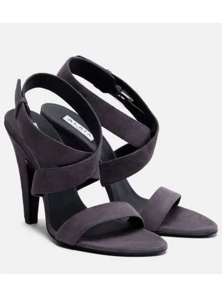 Sandale Alaïa din piele de căprioară gri