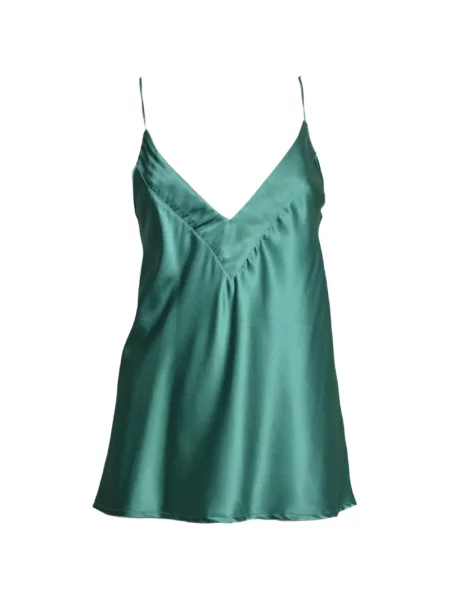 Top Solotre din satin cu decolteu în V verde