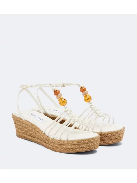 Sandale Jimmy Choo din piele cu pană bej