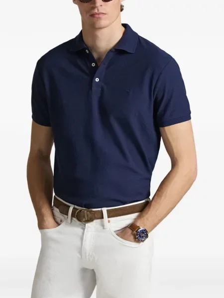 Frotir prugasta polo majica Polo Ralph Lauren s vezom plava