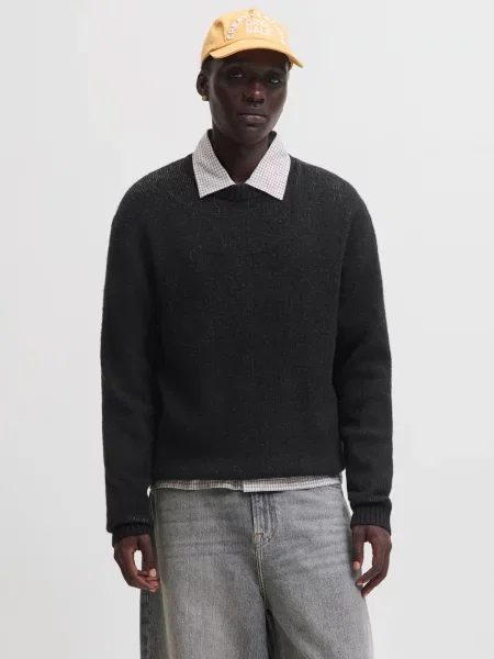 JACK & JONES Pulover JORChamberi negru alb