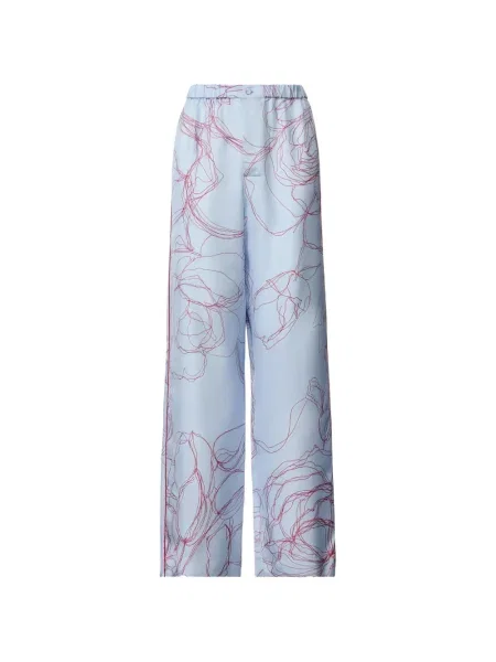 Pantaloni Fabiana Filippi din satin cu model floral cu imagine albastru