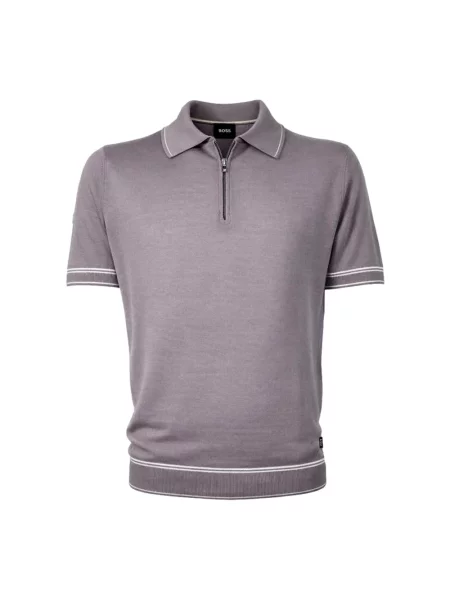 Lniana koszulka polo Boss szara