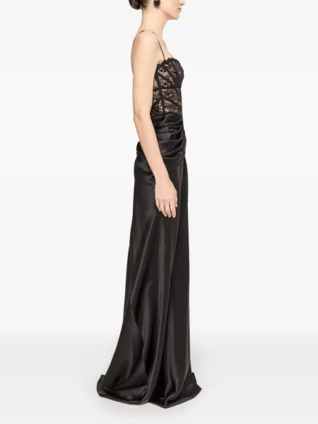 Rochie maxi Nissa cu paiete din dantelă negru
