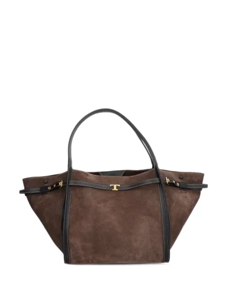 Geantă shopper Tod's din piele de căprioară maro
