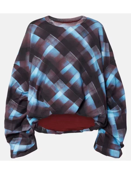 Top Dries Van Noten w kratkę bordowy