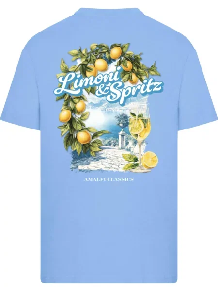 Mister Tee Tričko Limoni And Spritz nebesky modrá / limetková / zelená biela