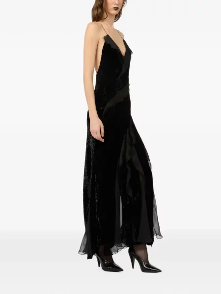 Rochie maxi Roberto Cavalli cu volane negru