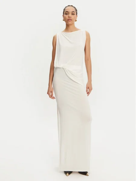 JACQUEMUS Rochie de seară La Robe Peplo Longue alb