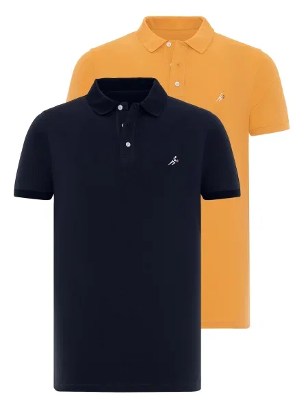 Moxx Paris Tricou Yamal albastru marin / maro pueblo / portocaliu deschis alb
